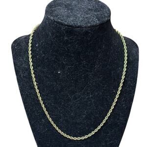 Gold Rope Chain Necklace 18” Twisted Simple Layering Piece